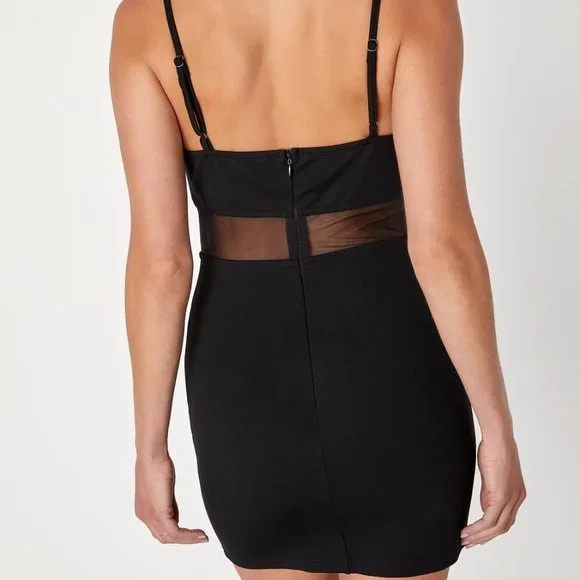 NWT Lulus Bottle Service Energy Black Mesh Bustier Bodycon Stretchy Mini Dress - Picture 2 of 5